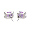 1.33CTW Princess Amethyst Diamond Stud Earrings 14k White Gold Butterfly Backs