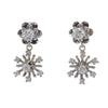0.94CTW Diamond Dangle Flower Cluster Earrings 14k White Gold Vintage Art Deco