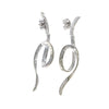 0.94CTW Diamond Spiral Dangle In Out Music Knot Earrings 14k White Gold