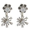 0.94CTW Diamond Dangle Flower Cluster Earrings 14k White Gold Vintage Art Deco