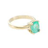 1.00CTW Oval Green Emerald Solitaire Ring 14k Yellow Gold Womens Estate