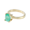 1.00CTW Oval Green Emerald Solitaire Ring 14k Yellow Gold Womens Estate
