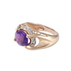 3.20CTW Oval Amethyst Diamond Cocktail Ring Solid 10k Rose Gold Band