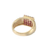 0.75CTW Ruby Cluster Ribbed Band Ring 14k Yellow Gold Womens Vintage Estate