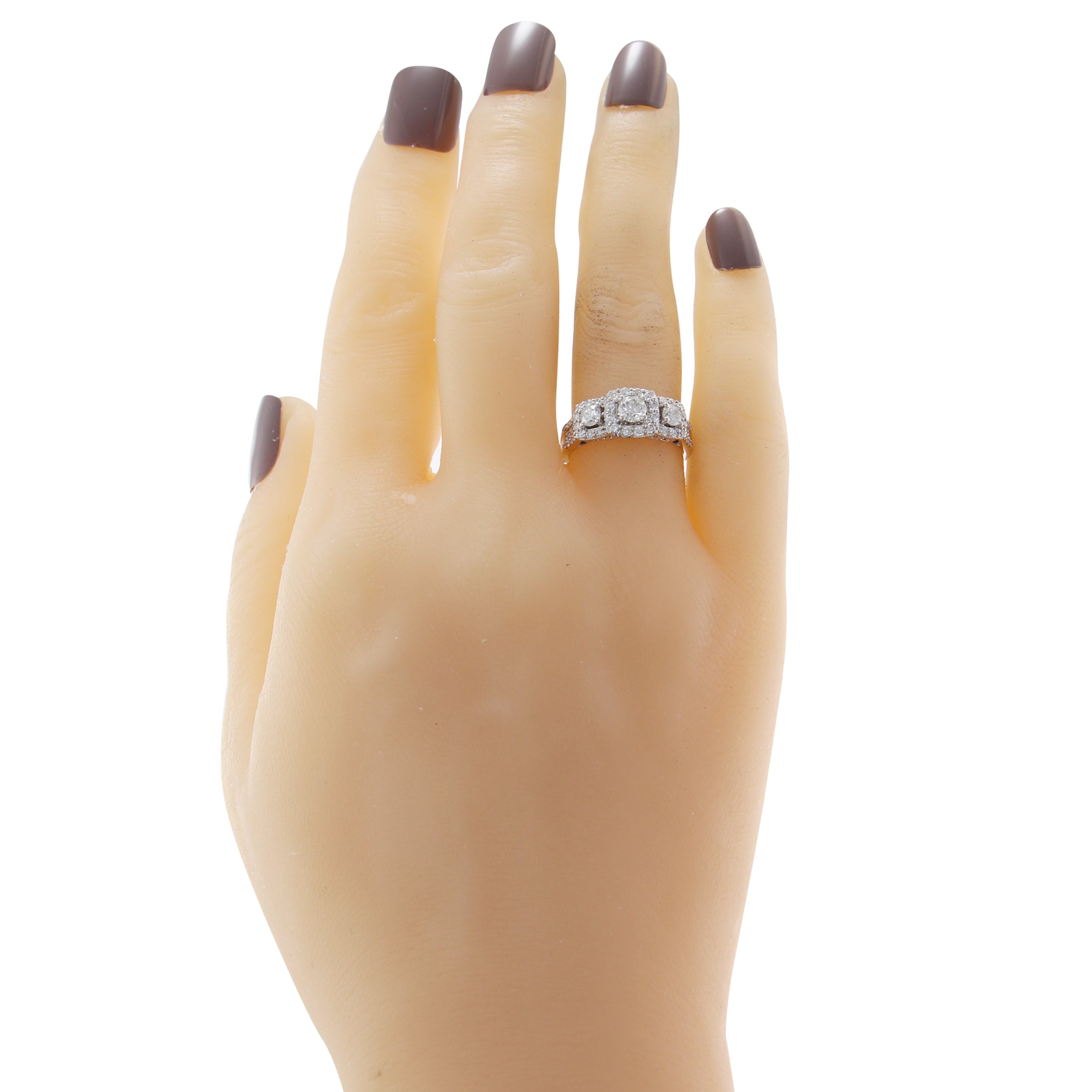 1/4 CT. T.W. Diamond Past Present Future® Frame Split Shank Engagement Ring  in 10K White Gold | Zales