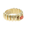 Oval Pink Coral Cocktail Ring Ribbed Band 18k Yellow Gold Womens Vintage Estate