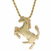 Equestrian Horse Pony Pendant Necklace 18k Yellow Gold Rope Chain Link Womens
