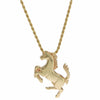 Equestrian Horse Pony Pendant Necklace 18k Yellow Gold Rope Chain Link Womens