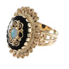 Oval Fire Opal Black Onyx Large Cocktail Ring 14k Yellow Gold Vintage Estate