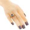 2.12ctw Oval Shape Tanzanite Diamond Cocktail Ring Ribbed 18k Yellow Gold Womens