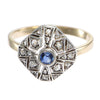 Sapphire Rose Cluster Diamond Ring 18k Yellow Gold Platinum Antique Art Deco