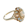 Fire Opal Flower Cluster Estate Cocktail Ring 14k Yellow Gold Womens