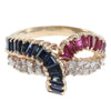 1.50ctw Baguette Ruby Sapphire Diamond Spiral Band Ring 14k Yellow Gold