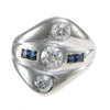 1.80ctw Old European Diamond Sapphire Ring 18k White Gold 1940s Antique Art Deco