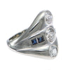 1.80ctw Old European Diamond Sapphire Ring 18k White Gold 1940s Antique Art Deco