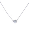 Bezel-Set Round Diamond Pendant Necklace 14k White Gold Cable Chain Link 0.25CTW