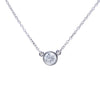 Bezel-Set Round Diamond Pendant Necklace 14k White Gold Cable Chain Link 0.25CTW