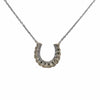 Diamond Horseshoe Pendant Necklace 14k White Gold Cable Chain Link 0.75CTW