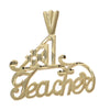 Number One Teacher Bracelet Charm Solid 14k Yellow Gold 1.2 Vintage Estate