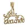 Number One Teacher Bracelet Charm Solid 14k Yellow Gold 1.2 Vintage Estate
