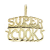 Super Cook Diamond Cut Bracelet Charm Solid 14k Yellow Gold 0.9g
