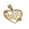 I Love You Open Heart Roses Bracelet Charm Solid 14k Yellow Gold 1.4g