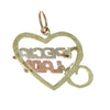 Special Lady Open Heart Bracelet Charm Solid 14k Yellow Gold 1.2g