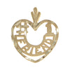 Number One Friend Love Open Heart Charm Solid 14k Yellow Gold 0.8g