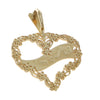Love Flower Heart Bracelet Charm Solid 14k Yellow Gold 1.3g