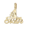 Number One Sister #1 Bracelet Charm Solid 14k Yellow Gold 1.3g