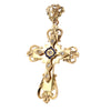 Large Layer Budded Latin Syriac Cross Crucifix Necklace Pendant 14k Gold Diamond