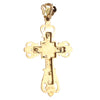 Large Layer Budded Latin Syriac Cross Crucifix Necklace Pendant 14k Gold Diamond
