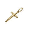 Jesus Small Cross Crucifix Necklace Pendant Solid 14k Yellow Gold Estate 0.8g