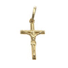 Jesus Small Cross Crucifix Necklace Pendant Solid 14k Yellow Gold Estate 0.8g