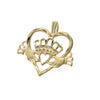 Claddagh Open Heart Love Loyalty Friendship Bracelet Charm Solid 14k Yellow Gold