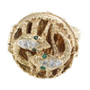 Diamond Emerald Snake Cocktail Ring Lady Antique Victorian 14k Gold Large Basket