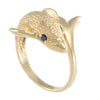 Spinner Dolphin Sapphire Wrap Ring Vintage 14k Glass Blast Yellow Gold Womens