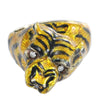 Tiger Diamond Band Ring Black Red Enamel 14k Yellow Gold Vintage 0.06ct US 7.00