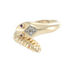 Rattle Snake Ring Ruby Diamond Womens 14k Yellow Gold Vintage Estate ByPass Band