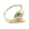 Rattle Snake Ring Ruby Diamond Womens 14k Yellow Gold Vintage Estate ByPass Band