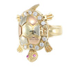 Sea Turtle Ring Diamond Ruby 14k Yellow Gold Movable Head Legs Baby Secret Shell