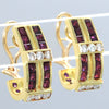 Ruby Diamond Huggie Cocktail Earrings 14k Yellow Gold Womens Vintage 1.24ctw 9mm