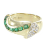 Green Emerald Diamond Band Ring Womens 14k Yellow Gold Wide 0.50ctw