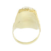 Fish Ring Nephrite White Jade Womens 18k Yellow Gold Vtg Floral Etched Cocktail