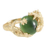 Oval Nephrite Green Jade Dragon Ring 14k Yellow Gold Hammered Vintage Cocktail