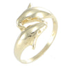 Twin Dolphin Ring 14k Yellow Gold ByPass Twinning Band Womens Vintage Estate
