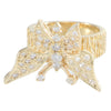Butterfly Diamond Cocktail Ring Rare Tree Bark Finish 14k Yellow Gold Vintage