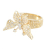 Butterfly Diamond Cocktail Ring Rare Tree Bark Finish 14k Yellow Gold Vintage