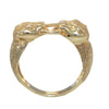Double Panther Band Ring 14k Yellow Gold Satin Grain Finish Womens Vintage Estat