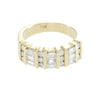Round Baguette Diamond Band 14k Yellow Gold Wide Bar Channel Set Ring 0.81ctw